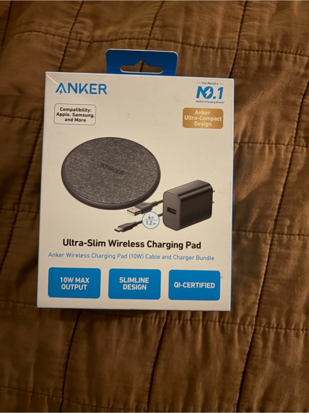 Anker Ultra-Slim Wireless Charging Pad 10W | Cable + Charger Bundle NWT
